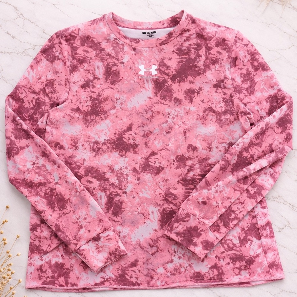 Under Armour Women's Pink Tie-Dye Long Sleeve Performance Top medium